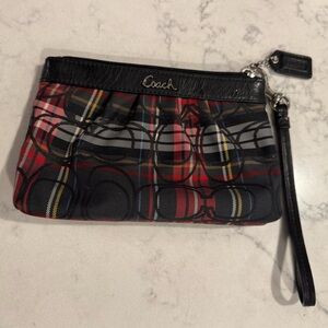Coach wristlet wallet plaid